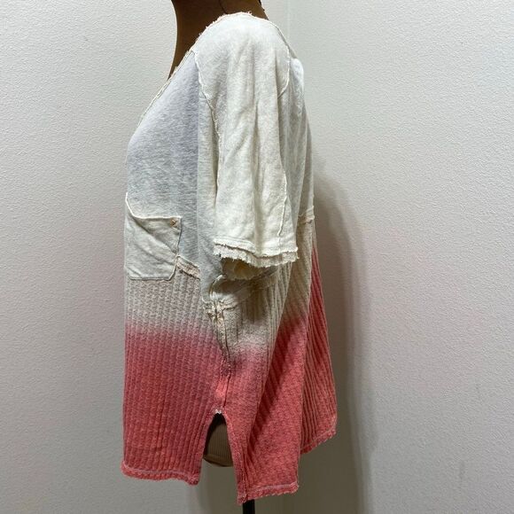 Free People We The Free Sundial Tee Beige And Orange Dip Dye Oversized Top Sz Sm - Picture 4 of 8